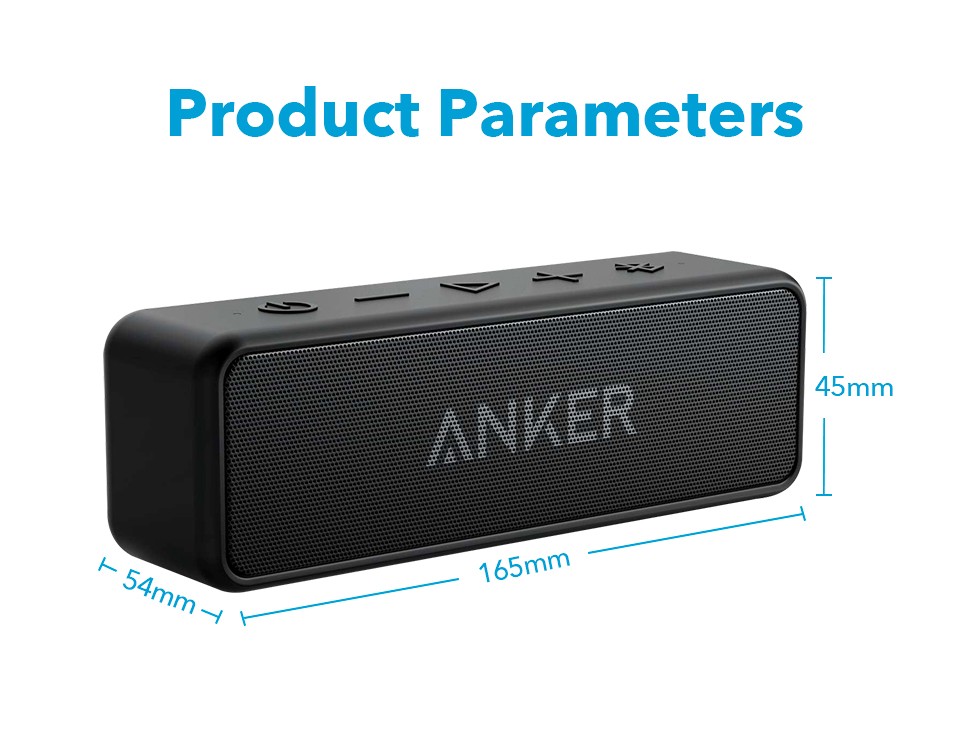 Anker – enceinte portative Soundcore 2, haut-parleur Bluetooth sans fil, meilleures basses, autonomie de 24 heures, portée de 66 pieds, résistance à l'eau IPX7