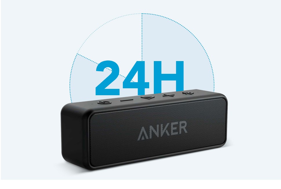 Anker – enceinte portative Soundcore 2, haut-parleur Bluetooth sans fil, meilleures basses, autonomie de 24 heures, portée de 66 pieds, résistance à l'eau IPX7