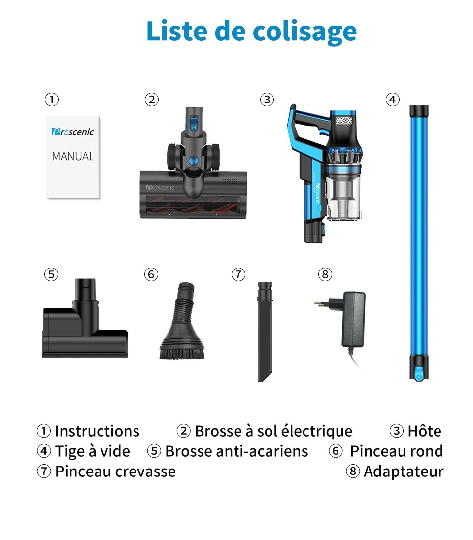 Proscenic – aspirateur sans fil P10/P10 Pro, puissant 23000Pa, écran tactile LED, 3 Modes d'aspiration réglables, batterie amovible