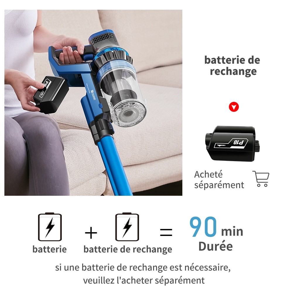 Proscenic – aspirateur sans fil P10/P10 Pro, puissant 23000Pa, écran tactile LED, 3 Modes d'aspiration réglables, batterie amovible