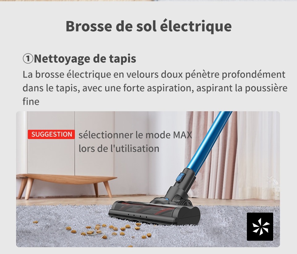 Proscenic – aspirateur sans fil P10/P10 Pro, puissant 23000Pa, écran tactile LED, 3 Modes d'aspiration réglables, batterie amovible