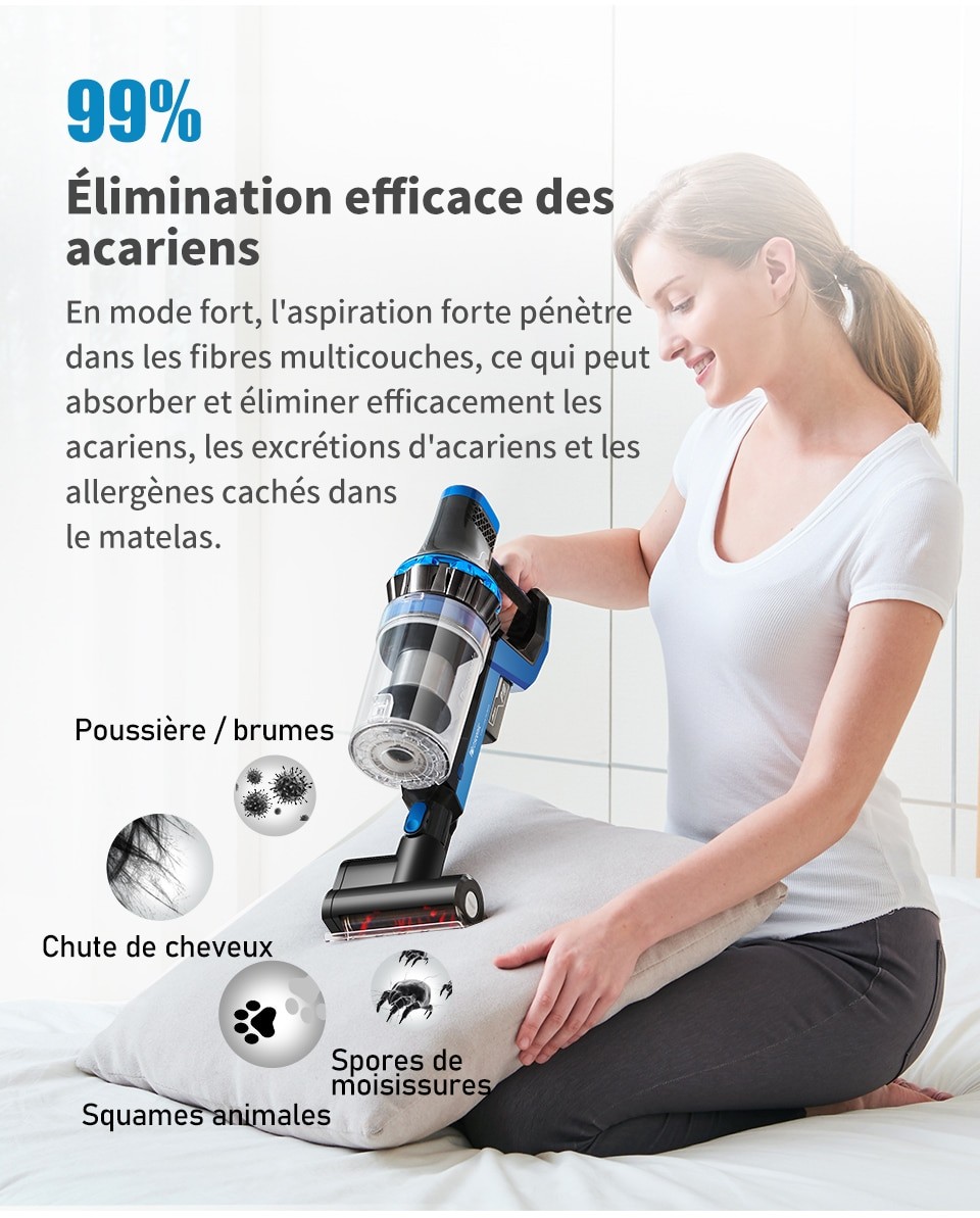 Proscenic – aspirateur sans fil P10/P10 Pro, puissant 23000Pa, écran tactile LED, 3 Modes d'aspiration réglables, batterie amovible