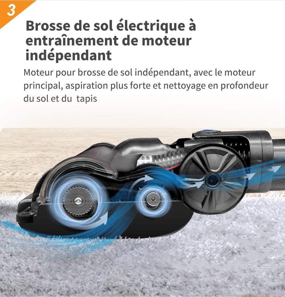 Proscenic – aspirateur sans fil P10/P10 Pro, puissant 23000Pa, écran tactile LED, 3 Modes d'aspiration réglables, batterie amovible